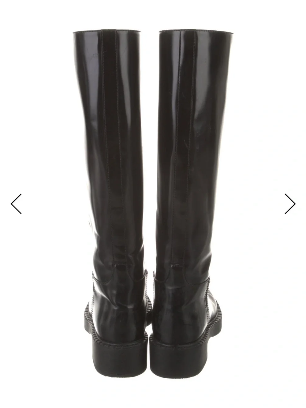 Prada Black Leather Knee-High Riding Boot